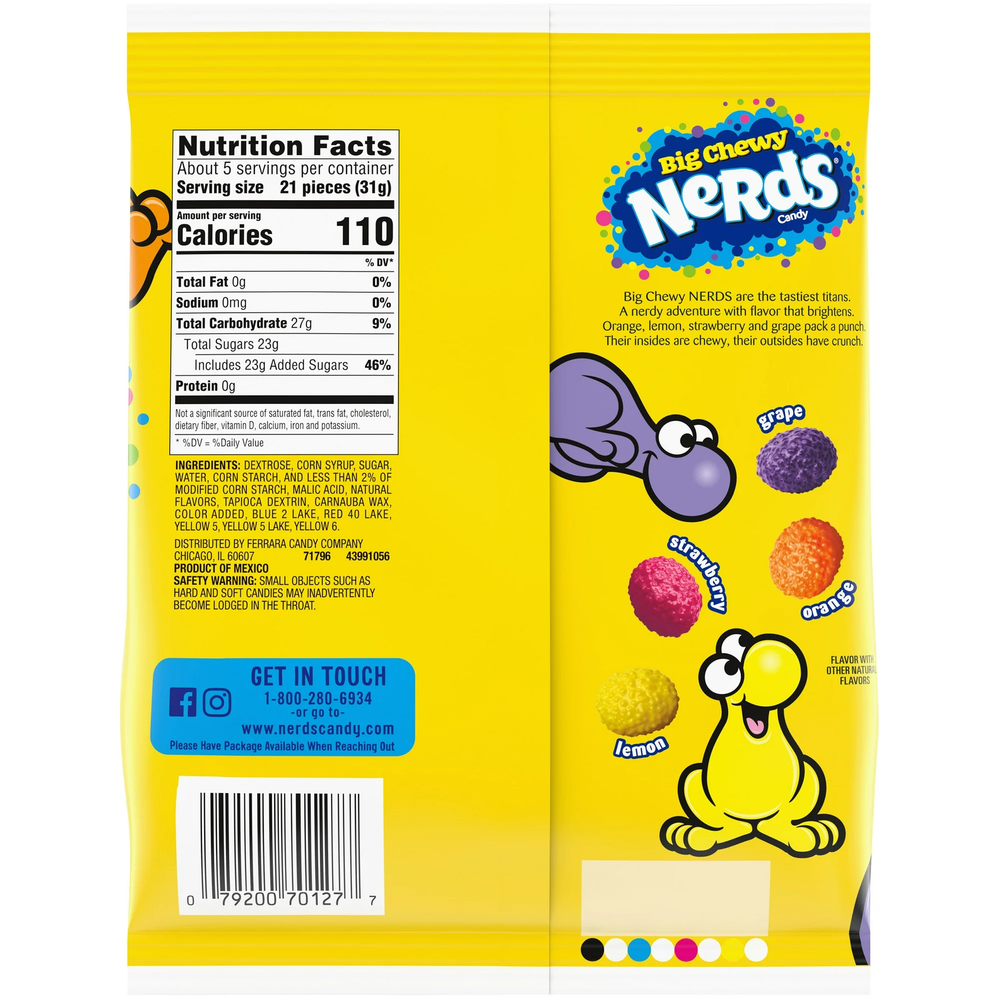 Colorful Nerds Big Chewy Peg candy snack with bright, vibrant packaging and assorted chewy candy pieces.