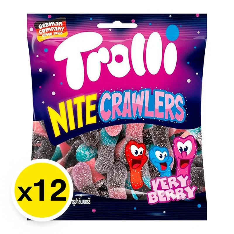Trolli Gummy Nitecrawlers in a 14g package, colorful gummy worms from Trolli, perfect for snacks and confectionery.