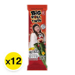Pack of TAOKAENOI Big Roll Grilled Spicy Seaweed Snacks, 4.2g x12, crispy and flavorful dry snack for quick enjoyment.