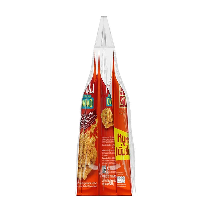 Chao SUA Rice Cracker with Pork Floss overload, 60g, snack, dry grocery, crispy rice cracker topped with pork floss, packaged in a clear bag