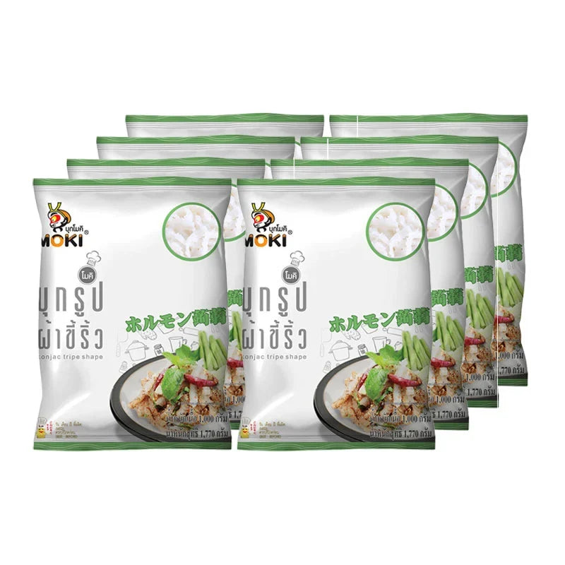 MOKI Konjac tripe shape dry grocery product, 1kg, shown in a clear image of the packaged tripe-shaped konjac blocks.