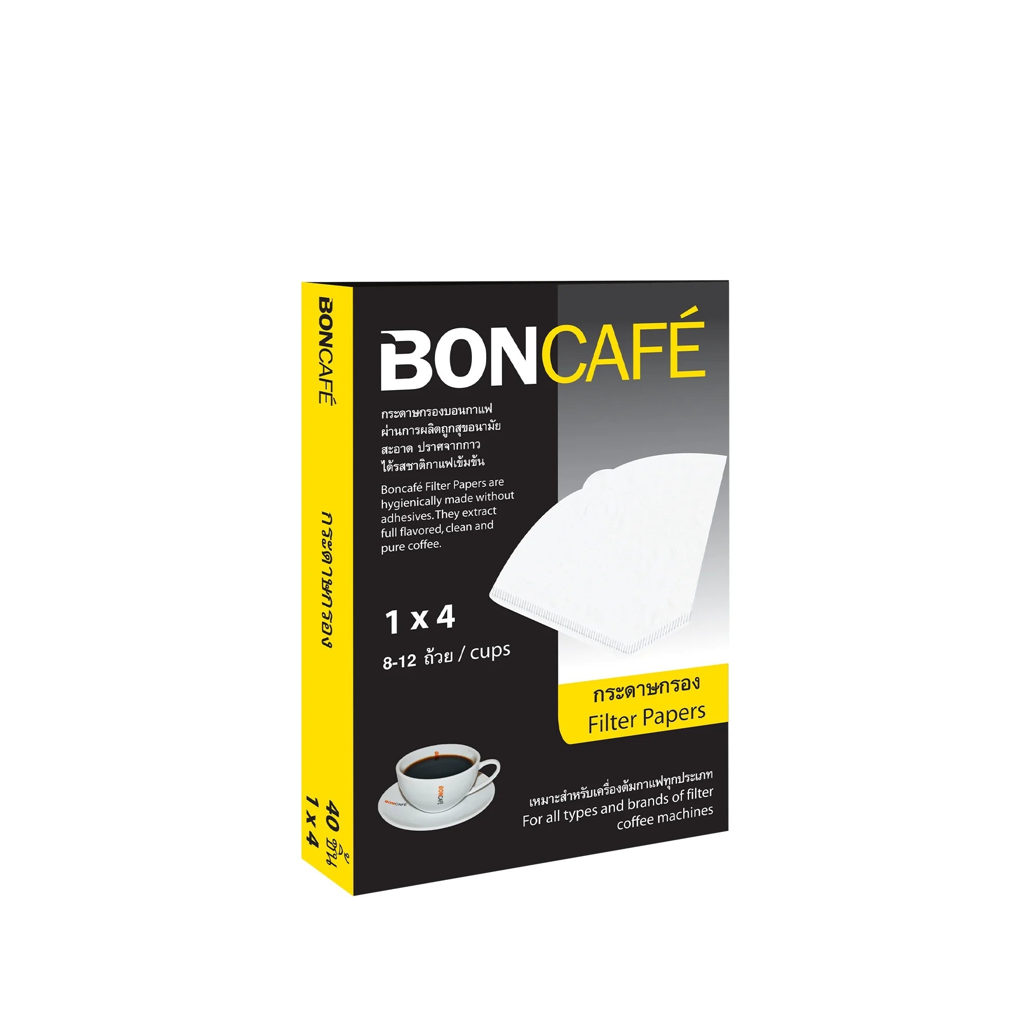 Boncafe 4-inch filter paper for coffee filters, designed for drip coffee brewing, shown in the image.
