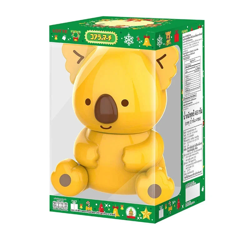 Lotte Koalas March bucket with chocolate-filled biscuit cookies featuring koala character designs, perfect for snacks and treats.