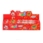 YUPI Sour Bonz Cola candies in a 10g pack, colorful chewy confectionery snack, displayed in a clear plastic bag.