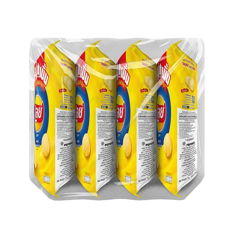 Lay's Rock Potato Chips Original Salt 75g pack, crispy snack in a transparent bag with visible chips inside.