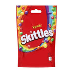 Assorted Skittles chewy fruit candies in a clear ziplock bag, 45g pack, colorful mixed fruit flavors for snacks