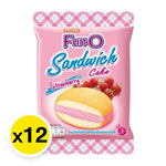 Fun-o Sandwich Cake Strawberry 13g snack pack, showcasing individually wrapped strawberry-flavored sandwich cakes in a colorful package.