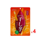 Sokan Dried Japanese Beniharuka Sweet Potato packs, 4x60g, showcasing bright orange sweet potato slices in resealable packs.