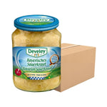 Develey Sour Cabbage in 680g bottle, dry grocery, with fresh, fermented cabbage visible in the clear plastic bottle.