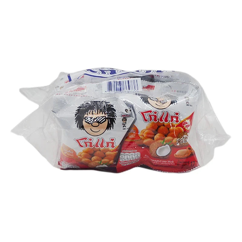 Kohkae Peanuts coated with coconut cream flavor, 17g snack pack, displayed in a colorful box, ideal for dry grocery and confectionery.