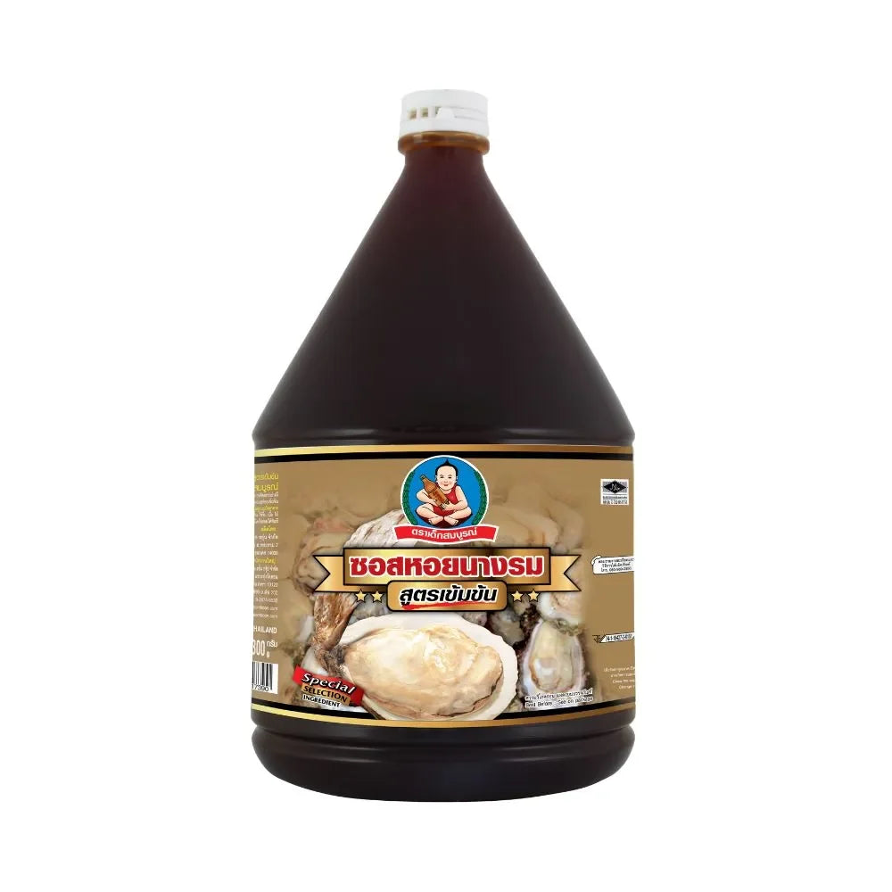 Deksomboon Oyster Sauce Thick 2300g jar, a popular dry grocery item with rich, savory oyster flavor in a large container.