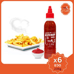 J-LEK Jay Lek Sriracha Chili Sauce mixed with tomatoes in a clear glass bottle, ready for use in cooking or dipping.
