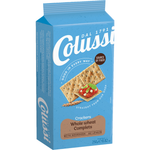 Pan Colussi Wholewheat Crackers, crunchy confectionery snack with whole wheat grains, displayed in a clear image.