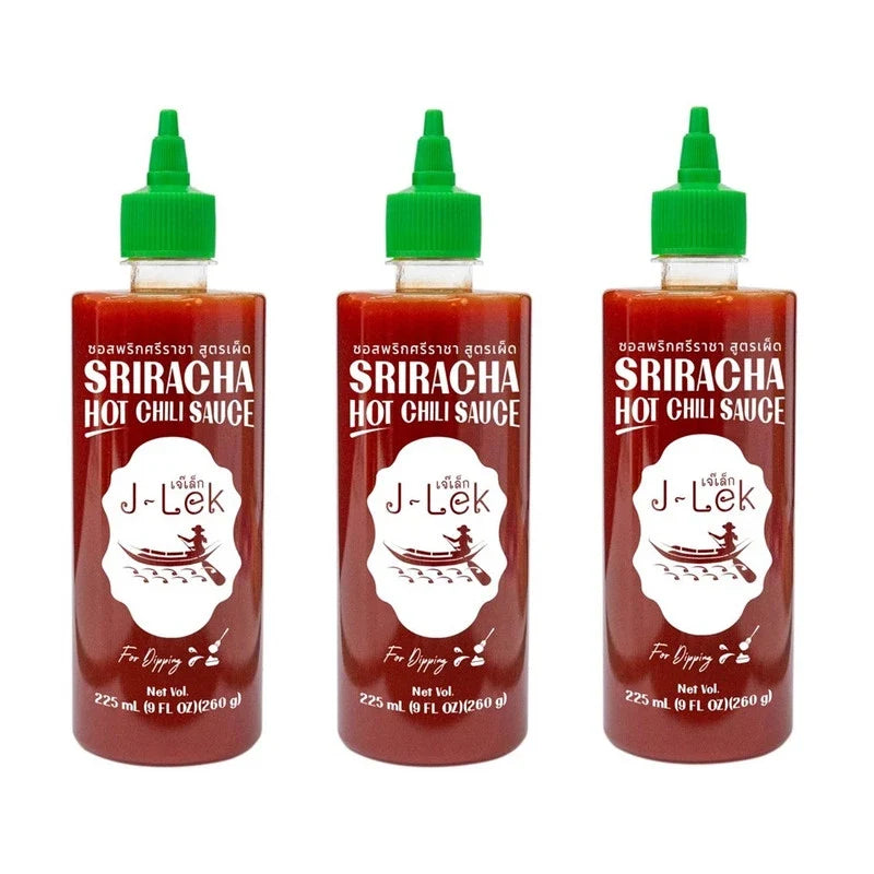 J-LEK Sriracha Chili Sauce bottle featuring spicy chili sauce in a 260g container, suitable for dry grocery use