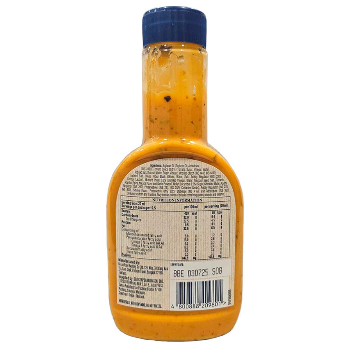 Hellmann's Plant-Based Thousand Island Dressing in a jar, showing creamy, orange sauce suitable for salads and sandwiches.