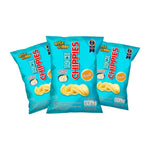 Rise Buddy Rice Chippies snack in colorful packaging, showcasing crispy rice chips from Rise Buddy brand.