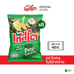 Tasto Crispy Potato Chips with Nori Seaweed flavor, 42g bag, shown with colorful packaging and crispy chips inside.