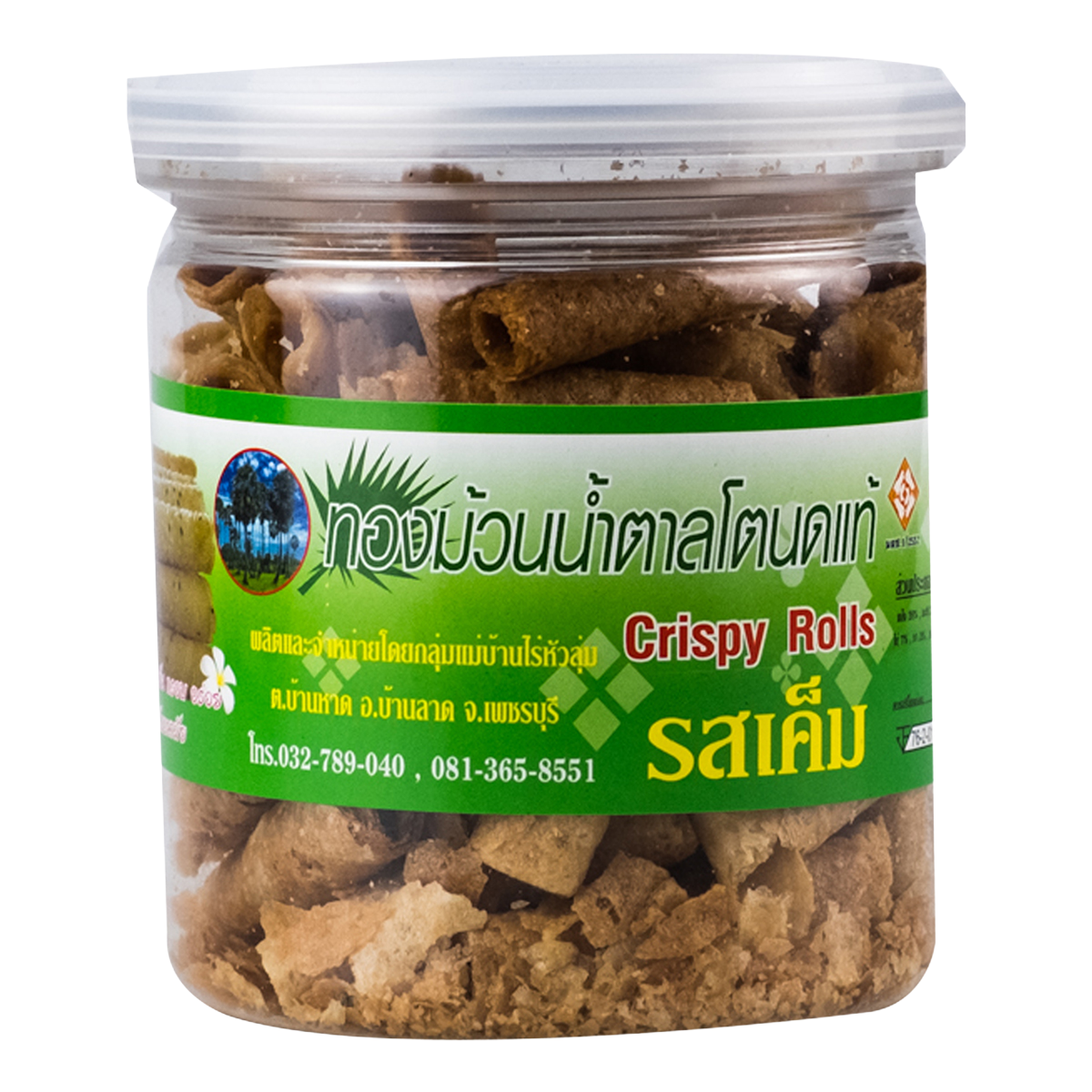 Golden Wilai Crispy Roll bakery snack with flaky, crunchy layers, showcasing its crispy texture and appealing golden-brown crust.