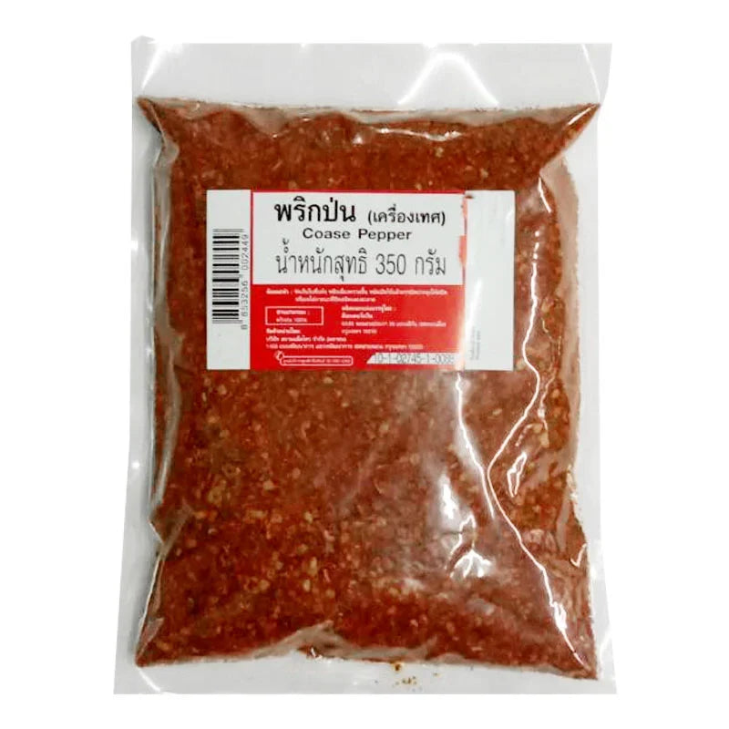 Makro Ground Chili in a 350g package, showing bright red chili powder in a clear container, ideal for cooking and spice seasoning.