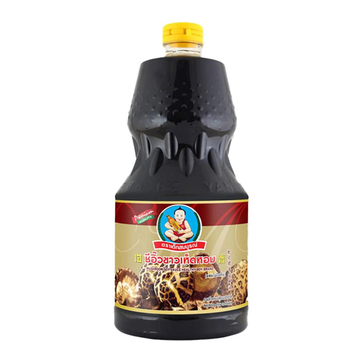 Deksomboon Mushroom Soy Sauce 2000ml bottle, traditional Asian dry grocery condiment with rich mushroom flavor.
