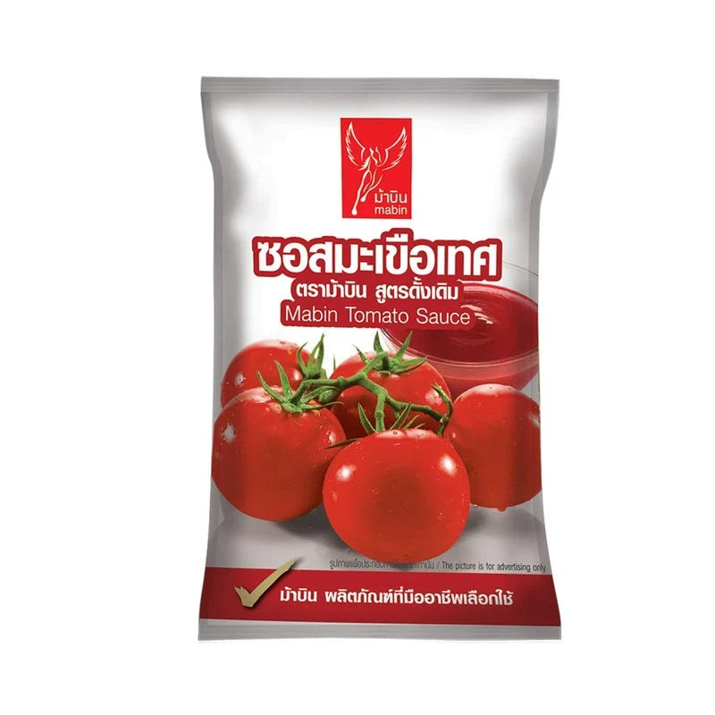 Mabin Tomato Sauce 1kg jar, a popular dry grocery product, with a label showing ripe tomatoes and brand logo.