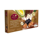 Sriwanna Coconut Crispy Rolls with durian and chocolate coating, 60g snack confectionery, crispy and flavorful treat.