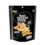 Noi Potato Stick Black Pepper snack in a clear bowl, showing crispy black pepper-flavored potato snacks with seasoning.