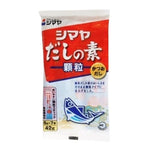 Shimaya Dashi No Moto granules with bonito powder and dried ingredients, a traditional Japanese dry grocery seasoning.