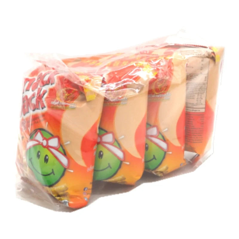 SNACKJACK Green Pea Snack with Salt and Chilli, Prawn flavor, 62g pack, shown in a colorful snack bag on a white background.