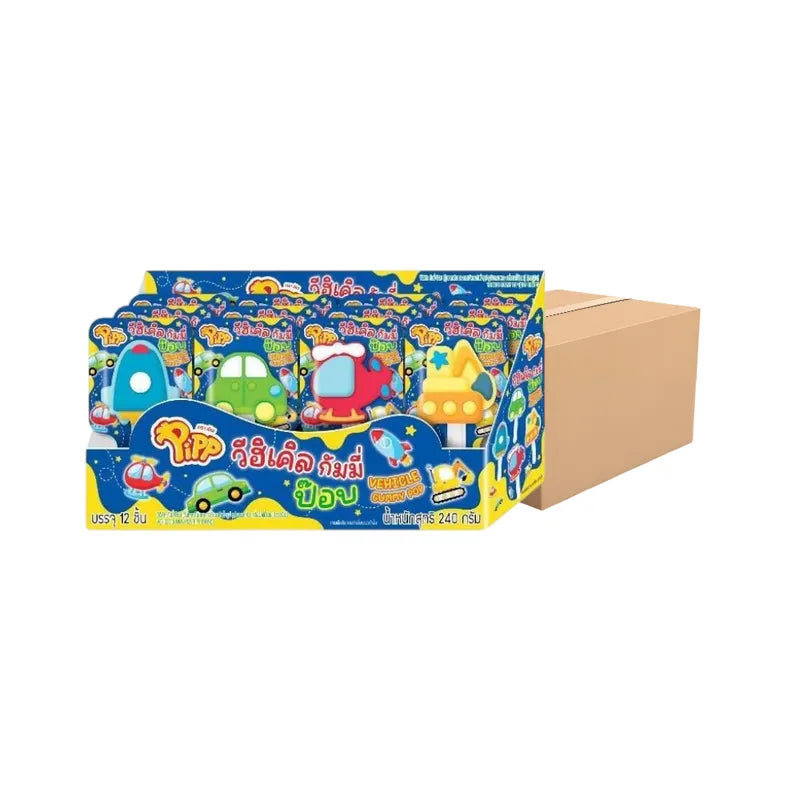 Pipp Vehicle Gummy POP Pack 20g, a colorful snack package of chewy gummy candies from PIPP, displayed on a white background.