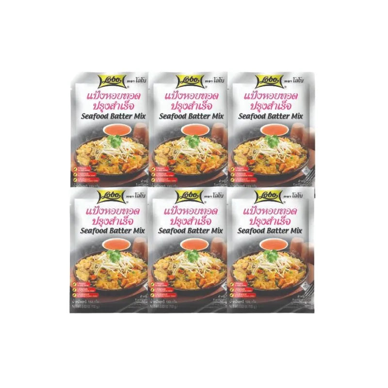 Lobo Ready-made Fried Oyster Flour 100g, dry grocery product, close-up of the packaged flour ready for cooking or frying.