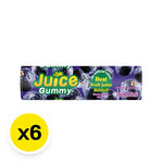 FRUTIPS Jelly Fruity Blackcurrant snack pack, 60g x6, featuring colorful blackcurrant-flavored chewy candies in a clear package.