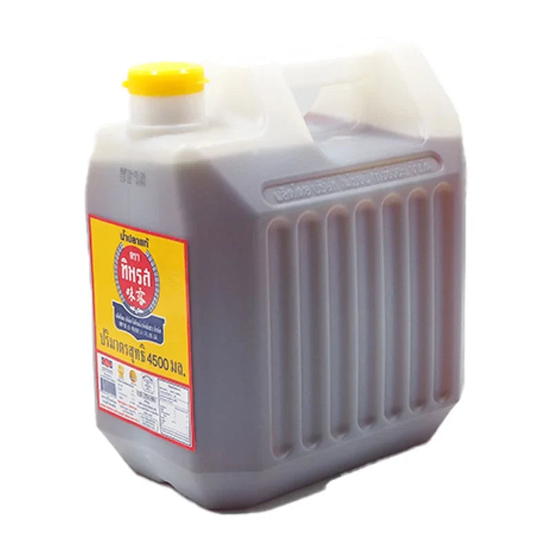 Tiparos Fish Sauce 4.5L bottle, a popular Thai condiment for cooking and flavoring in dry grocery shopping.
