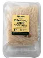 Pf Small Noodles in a clear bowl, ready for cooking, showcasing the grocery product from Pf brand.