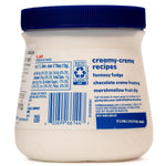 Kraft Jet Puffed Marshmallow Creme jar showing smooth, white marshmallow spread in a clear glass container.