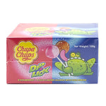 Chupa Chups Dip & Lick Strawberry Cola Flavour Lollipops, 9g each, shown in a pack of 12, featuring red and white lollipop designs.