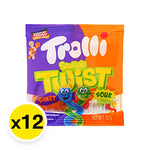 TROLLI Gummy Squiggles Twist snack pack, 12g x12, colorful chewy gummy candies in fun twisted shape for snacks or treats.