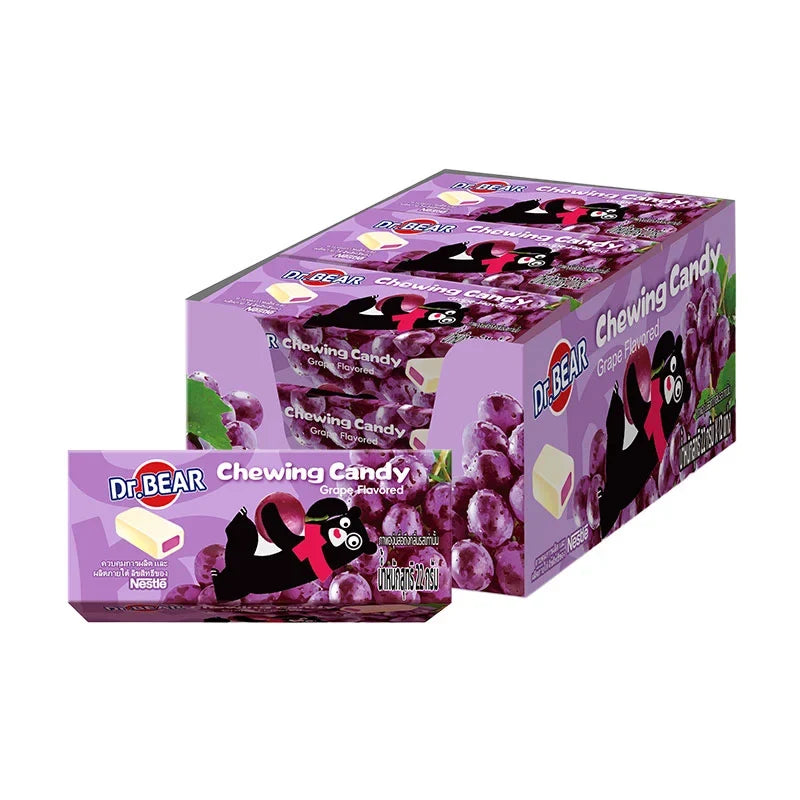 DR.BEAR fruity grape soft candy in 22g packs, colorful gummies from the snack and confectionery category.
