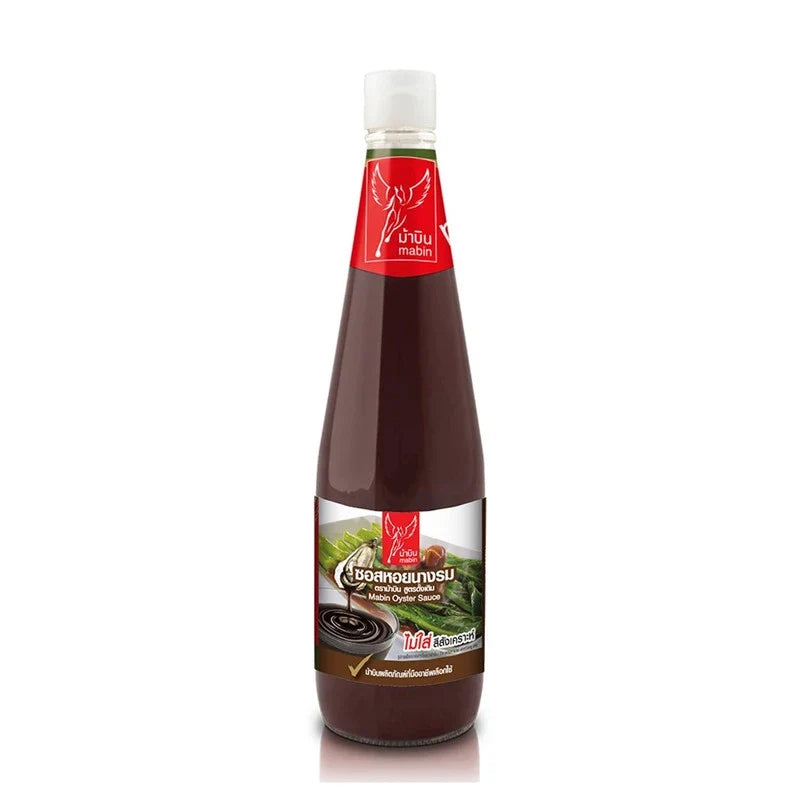 Mabin Oyster Sauce 640g jar, a popular dry grocery item, with a dark, glossy sauce inside a clear glass jar.