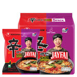 NONGSHIM Shin Ramyun Jayfai instant noodle pack, 123g x5, dry grocery product with spicy ramen noodles in a clear package