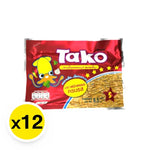 Takos squid seafood snack in 8g packages, dry grocery snack with dried squid pieces in a colorful bag.