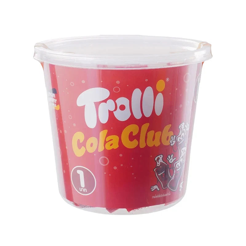 Trolli Gummy Fruity Cola Club candies in a 184g bag, featuring colorful gummy candies shaped like cola bottles and fruity flavors.