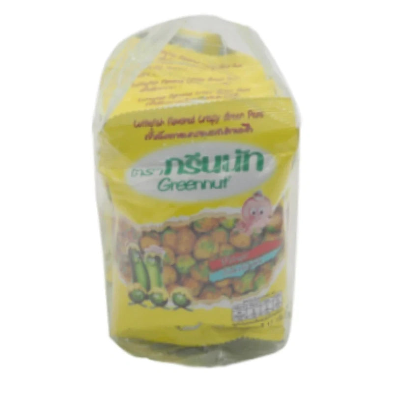 Greennut Crispy Green Peas Squid snack pack, 17g x 12, dry grocery snack, green peas and squid flavor, crunchy texture