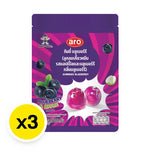 Aro Gummy Blueberry snack pack, 125g x3, colorful blueberry-shaped gummies in clear packaging, dry grocery confectionery.