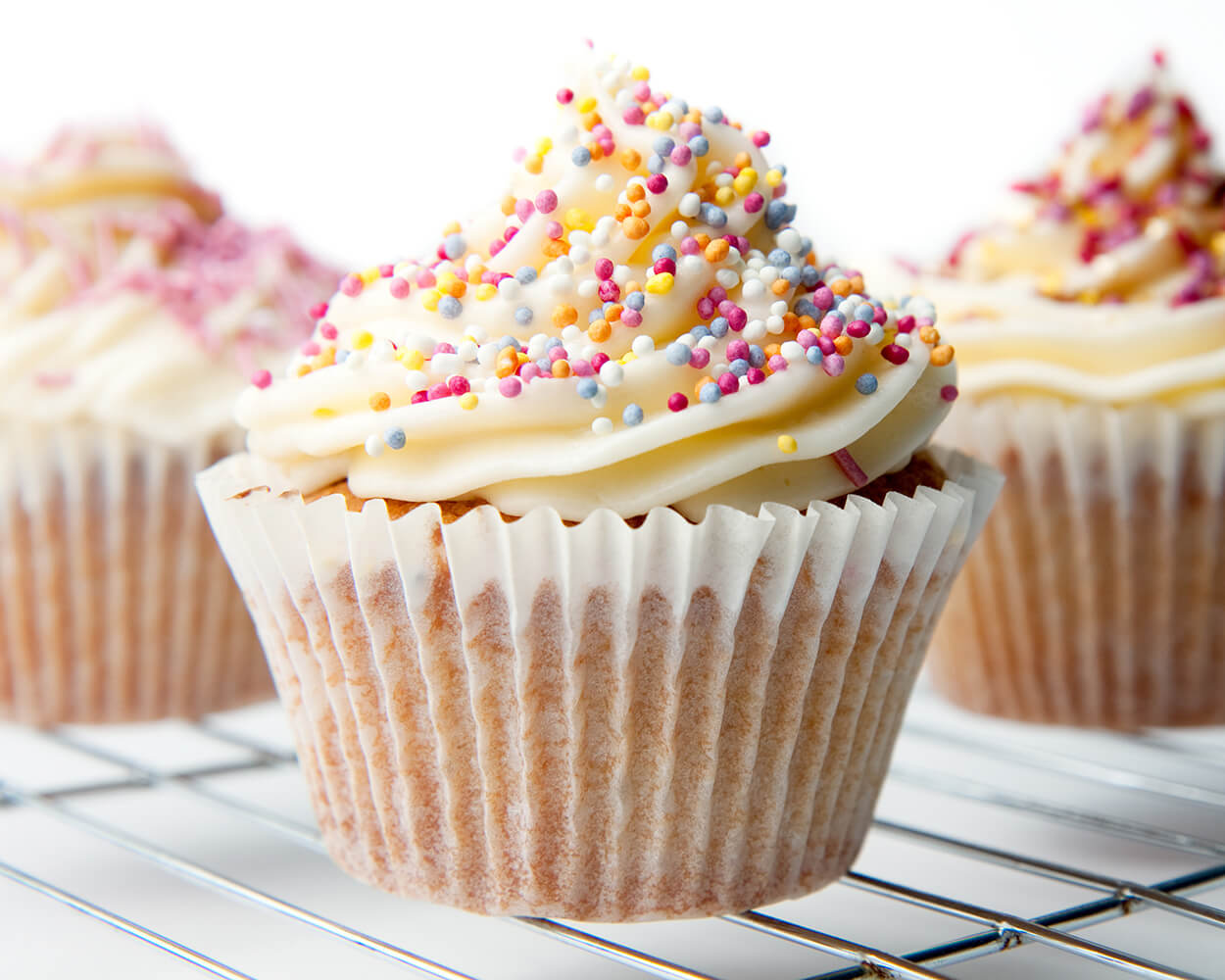 Yes You Can Vanilla cupcake mix in a box, healthy grocery product with baking instructions on the packaging.