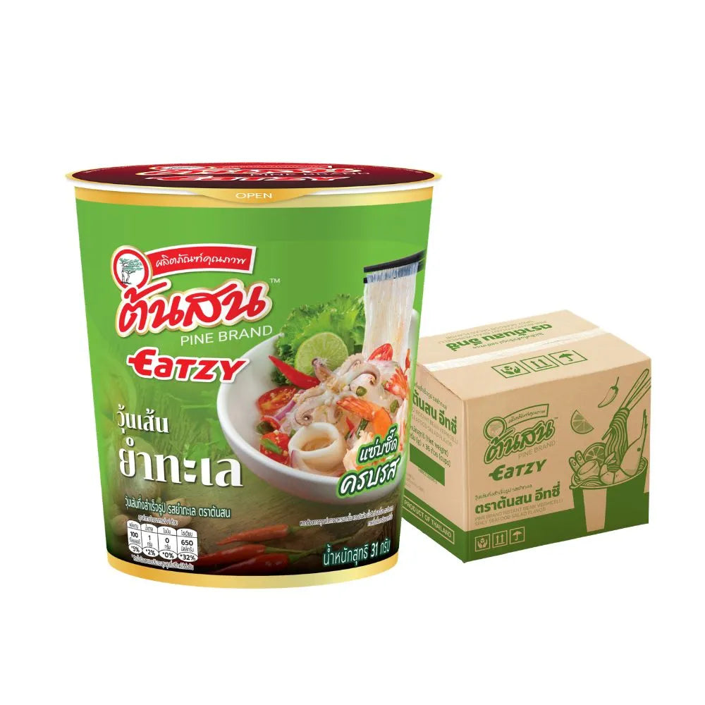 Tonson Eatsy Seafood Salad Flavor instant vermicelli cup, dry grocery, 31g, ready-to-eat snack with seafood and salad seasonings.