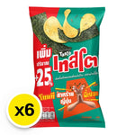 Tasto Potato Chips Japanese Seaweed snack in 42g pack, shown in a six-pack box, crispy, seasoned seaweed flavor, dry grocery snack
