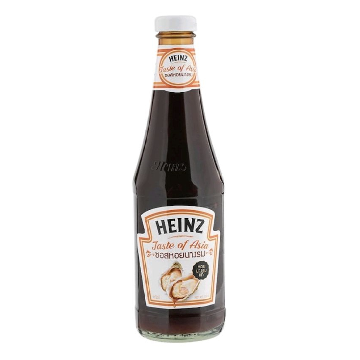 Heinz Oyster Sauce bottle with label, displaying the rich, dark condiment used for Asian cuisine and cooking.