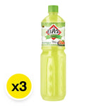 PFO Lime Juice Mixed 55% in three 1L bottles, dry grocery product with fresh lime juice visible in clear bottles.