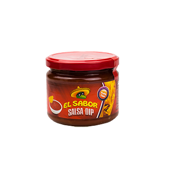 El Sabor Salsa Dip in a bowl, showcasing vibrant red tomato-based salsa with herbs and spices, perfect for snacks or parties.